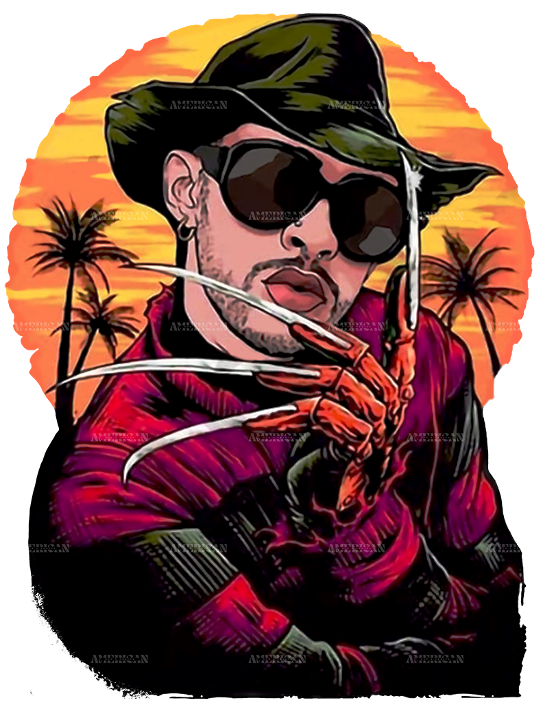 Bad Bunny Freddy Krueger Halloween DTF Transfer