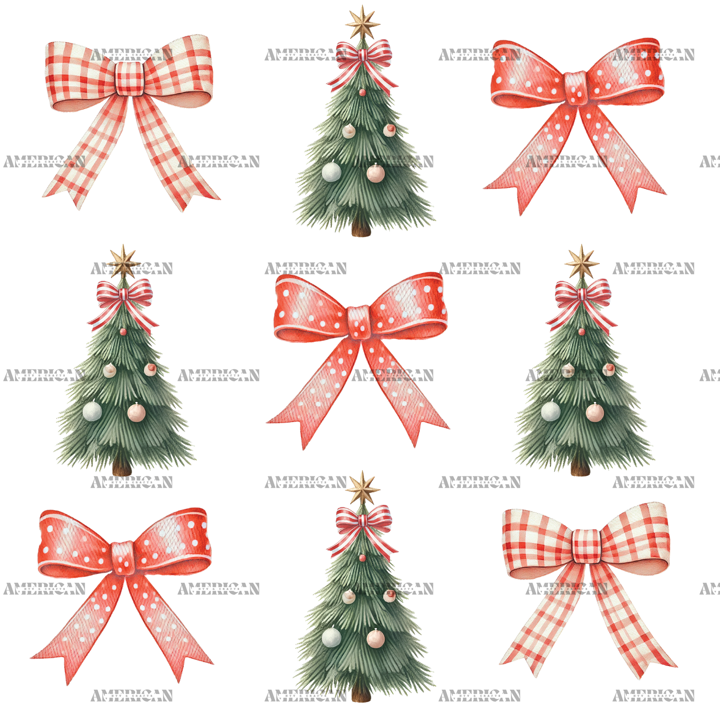Christmas Bows-2 DTF Transfer