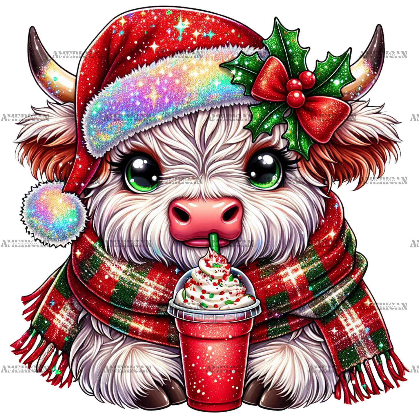 Christmas Highland Cow-1 DTF Transfer