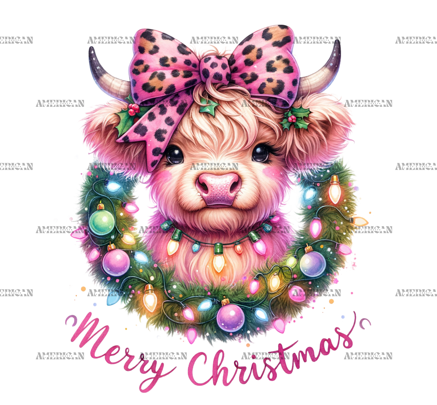 Christmas Highland Cow-3 DTF Transfer