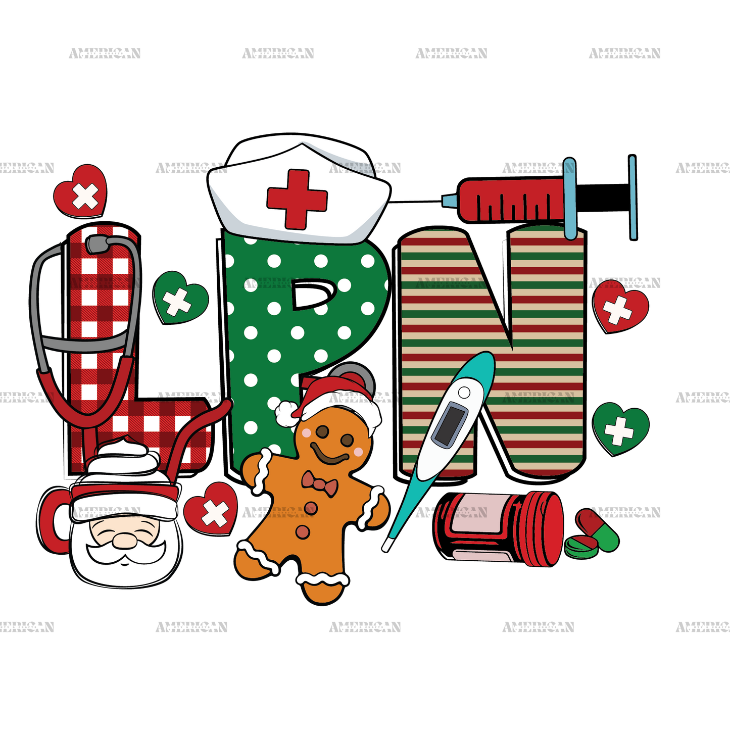 Christmas LPN DTF Transfer