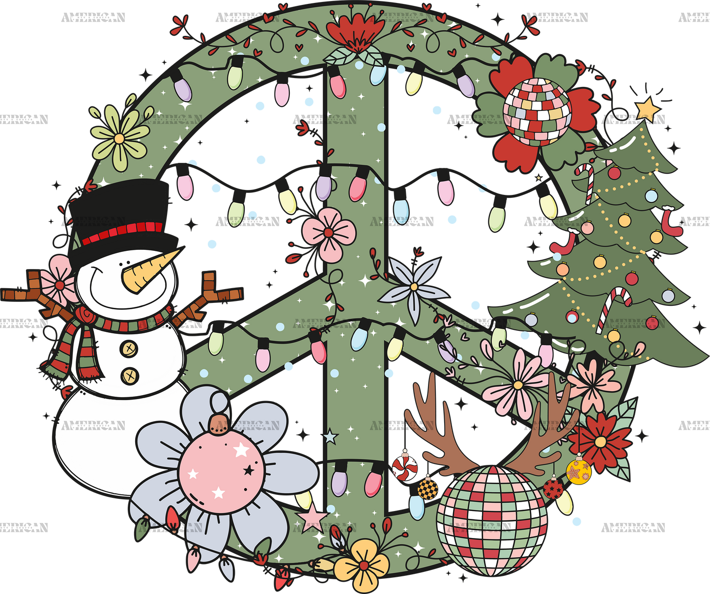 Christmas Peace DTF Transfer