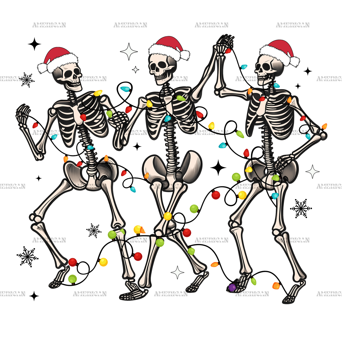 Christmas Skeletons Dancing DTF Transfer
