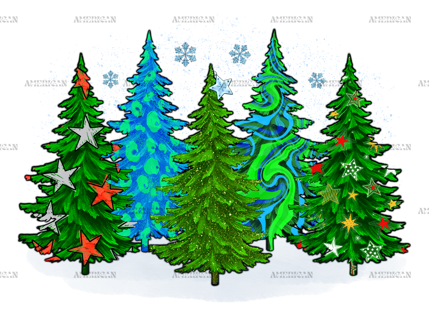 Christmas Trees DTF Transfer