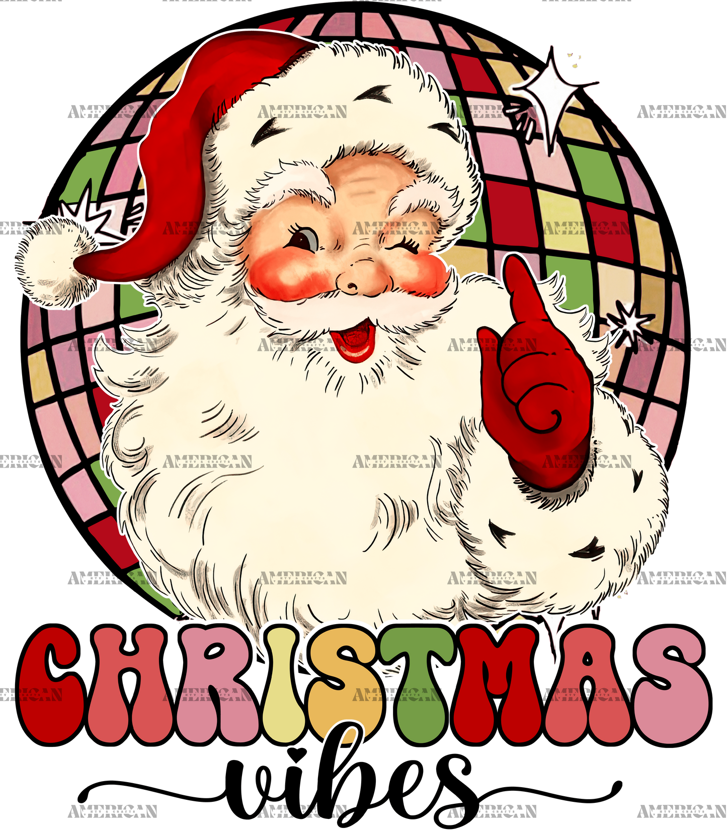 Christmas Vibes Santa-3 DTF Transfer