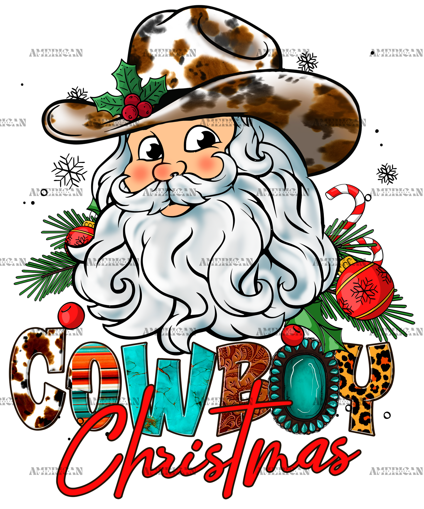 Cowboy Christmas-3 DTF Transfer
