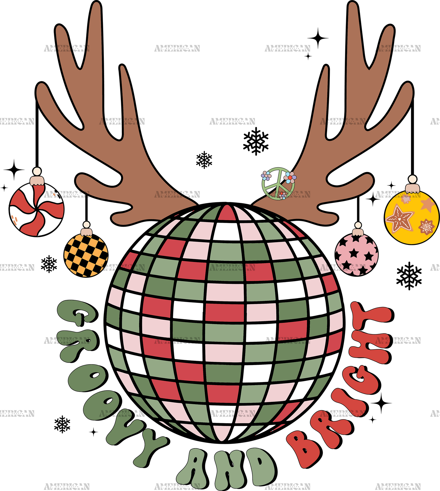 Groovy And Bright Christmas DTF Transfer