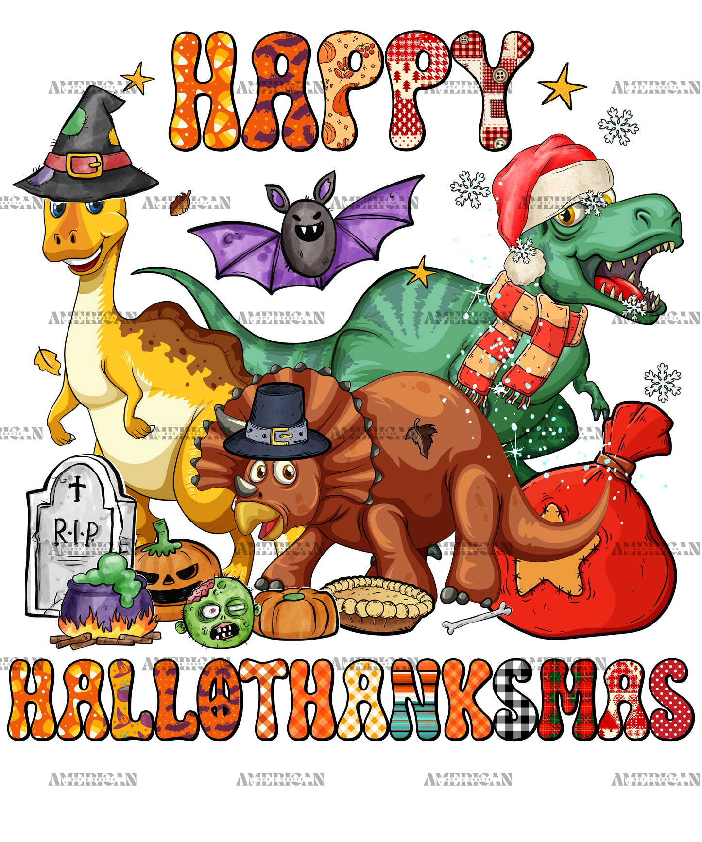 Happy Hallothanksmas-2 DTF Transfer