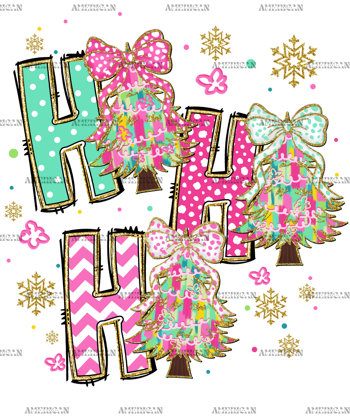 HoHoHo Trees DTF Transfer