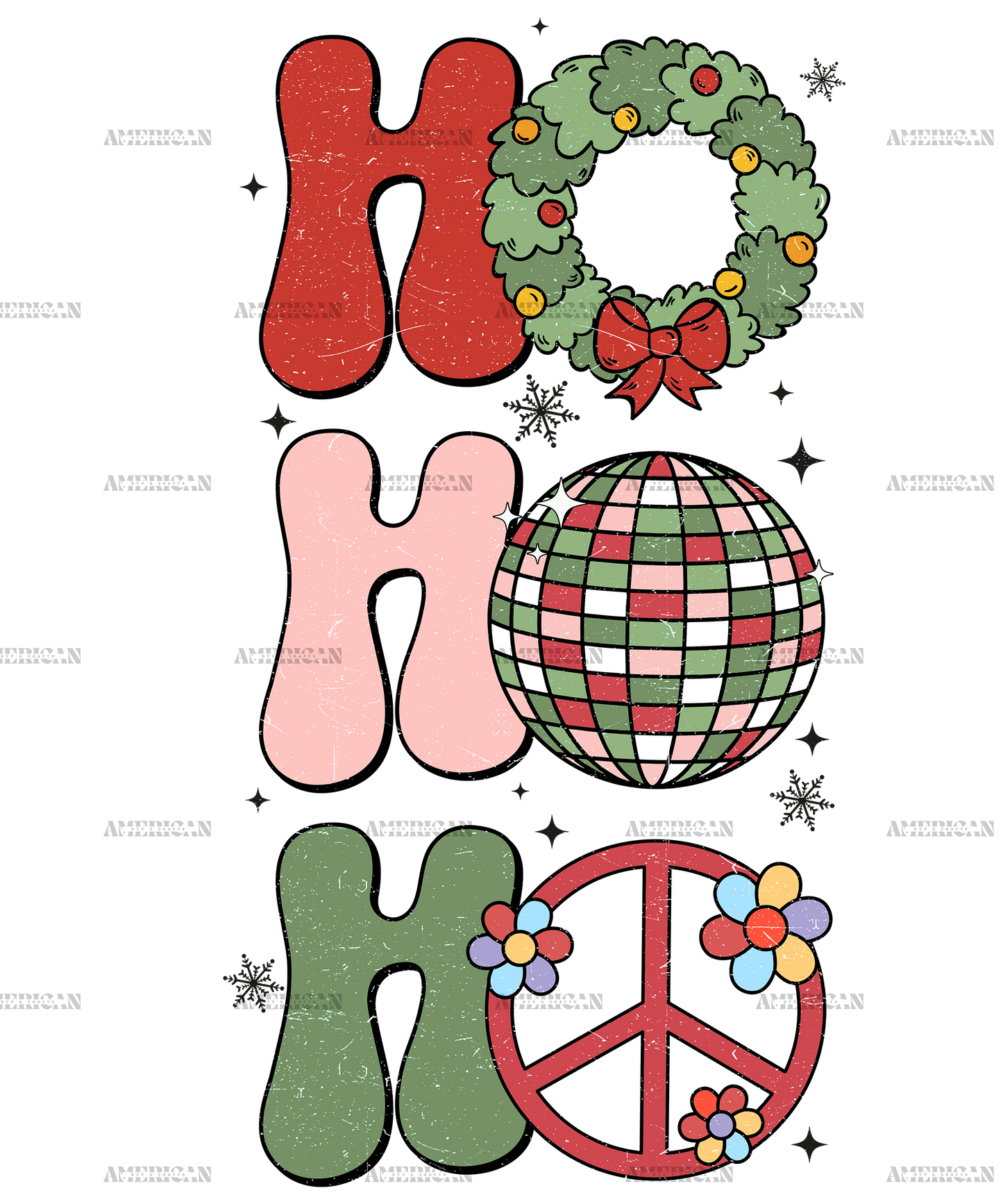 Ho Ho Ho Christmas Peace DTF Transfer