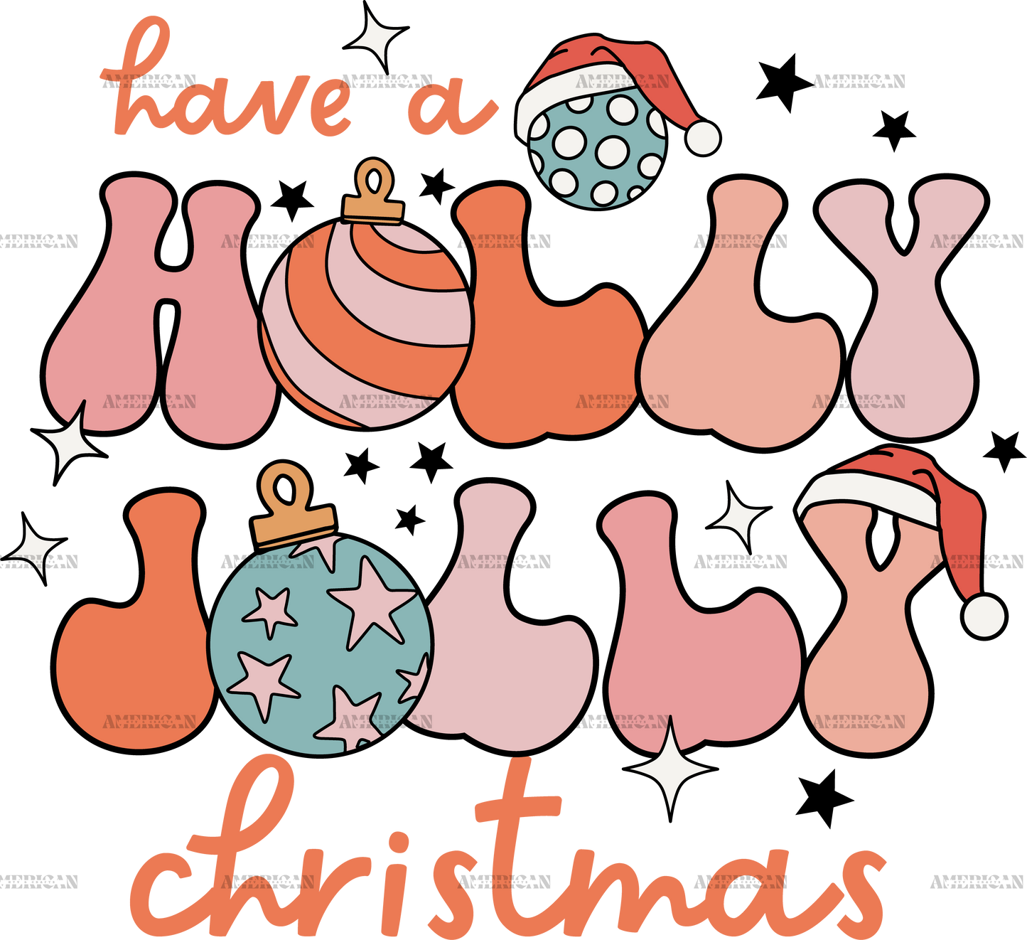 Holly Jolly Christmas DTF Transfer