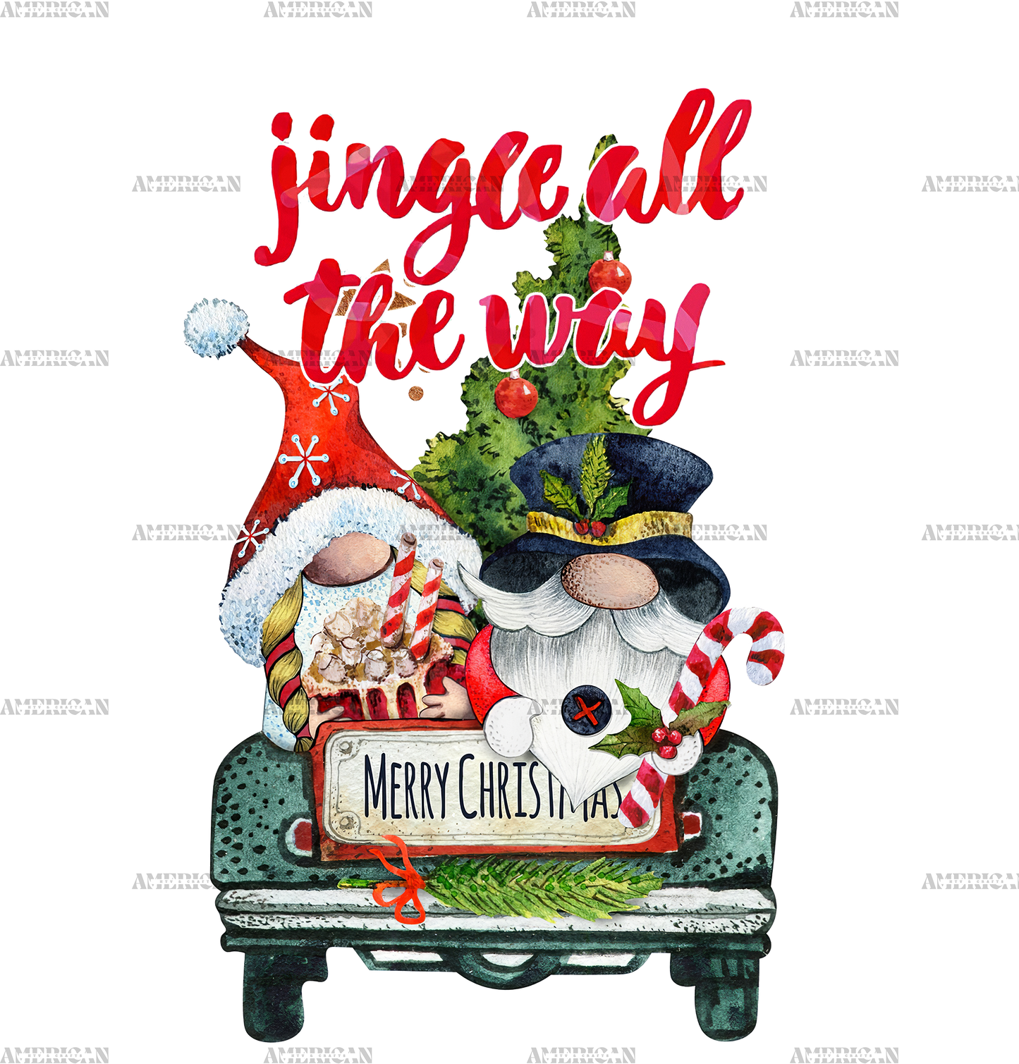 Jingle All The Way Gnomies Truck DTF Transfer