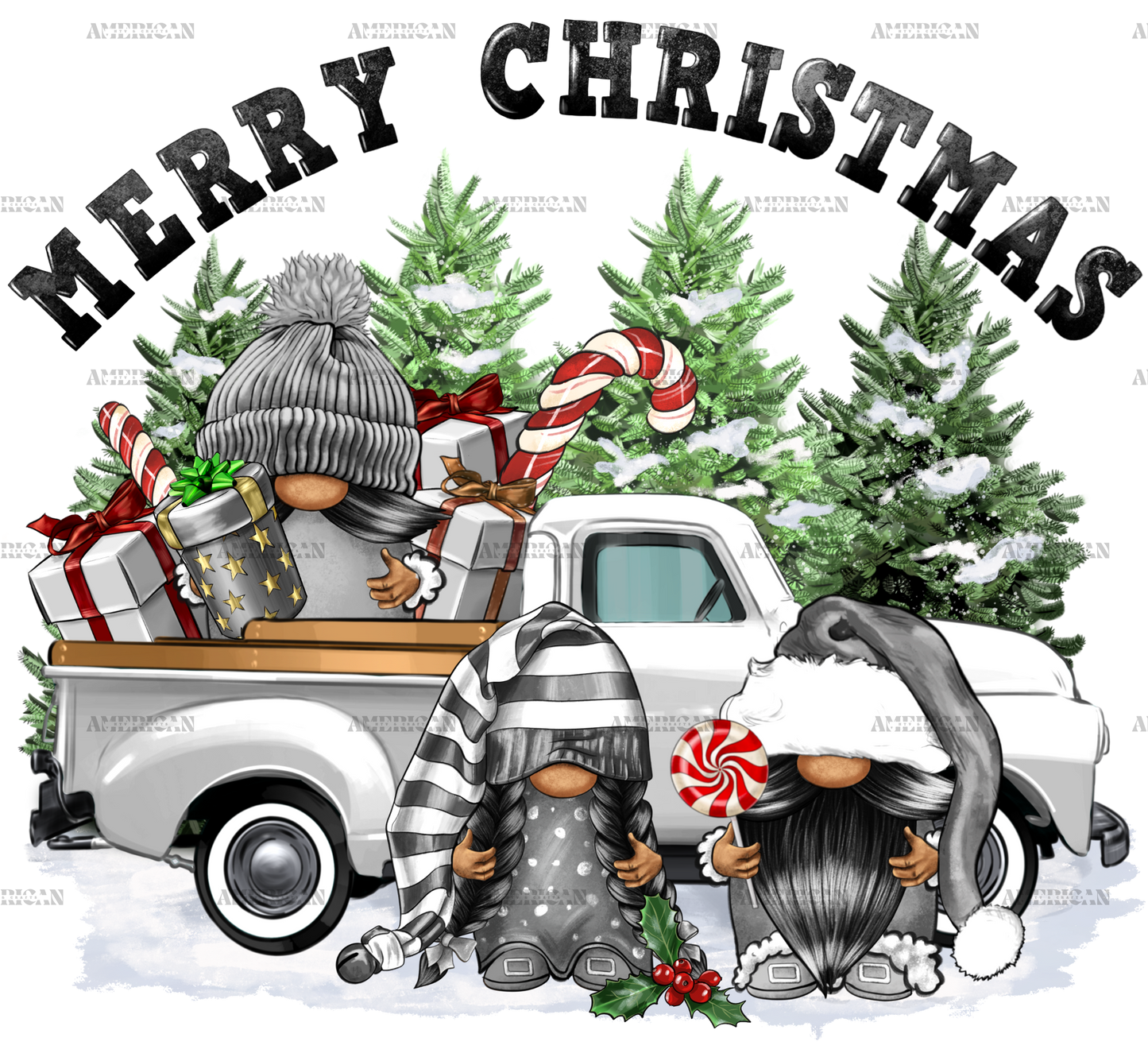 Merry Christmas Gnomies Truck-1 DTF Transfer