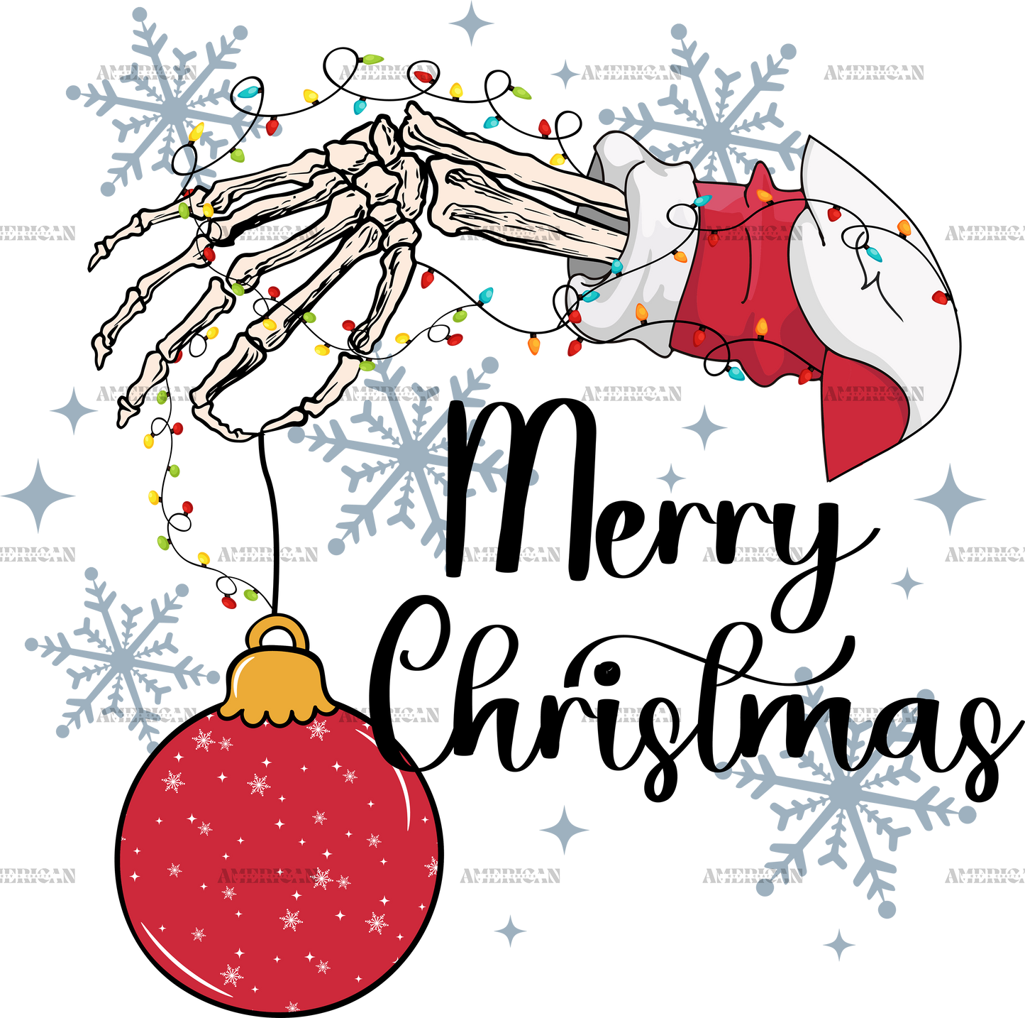 Merry Christmas Skeleton Bell DTF Transfer