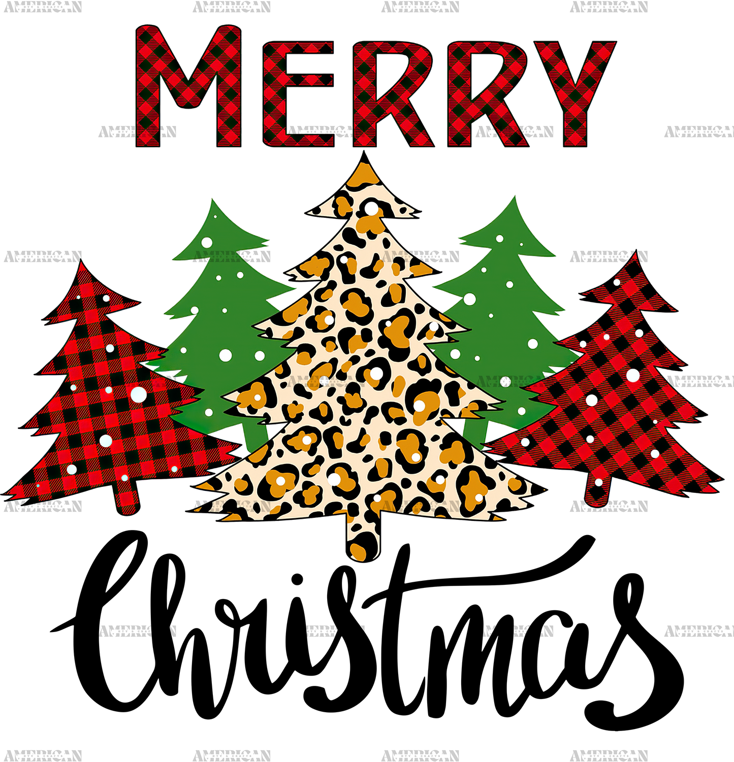 Merry Christmas Trees-2 DTF Transfer
