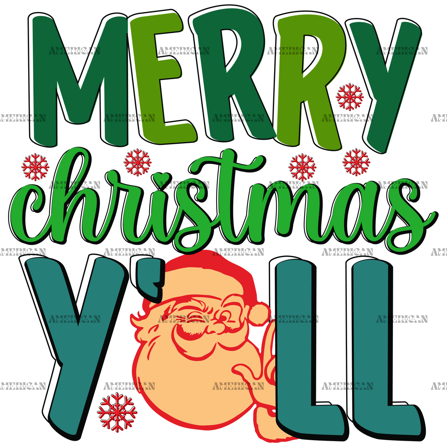 Merry Christmas Yall-3 DTF Transfer