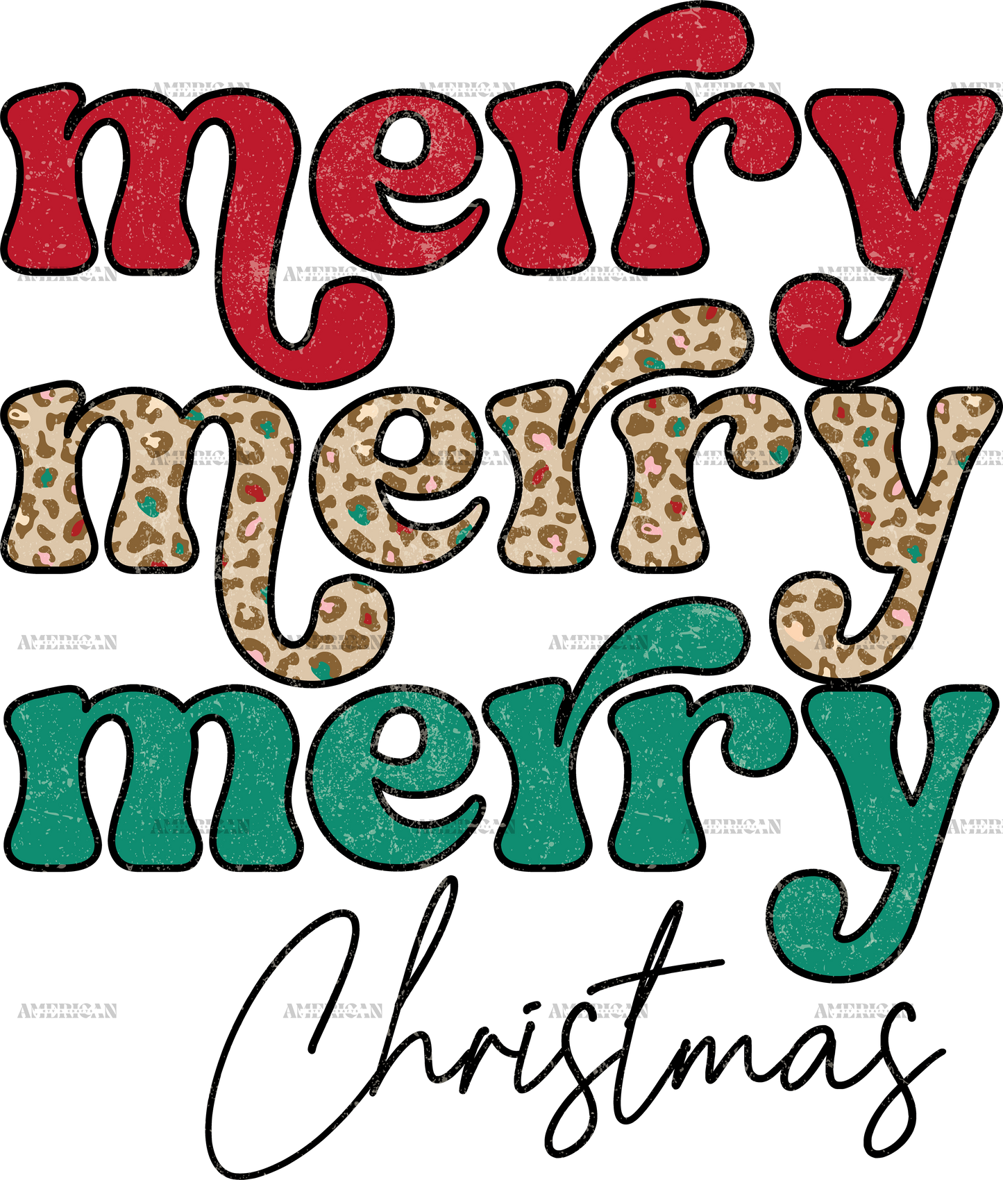 Merry Merry Merry Christmas DTF Transfer