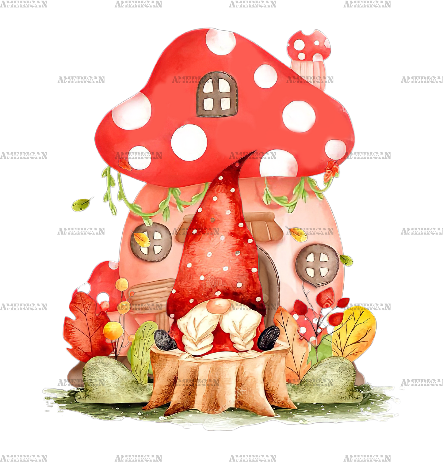Mushroom Home Gnome DTF Transfer