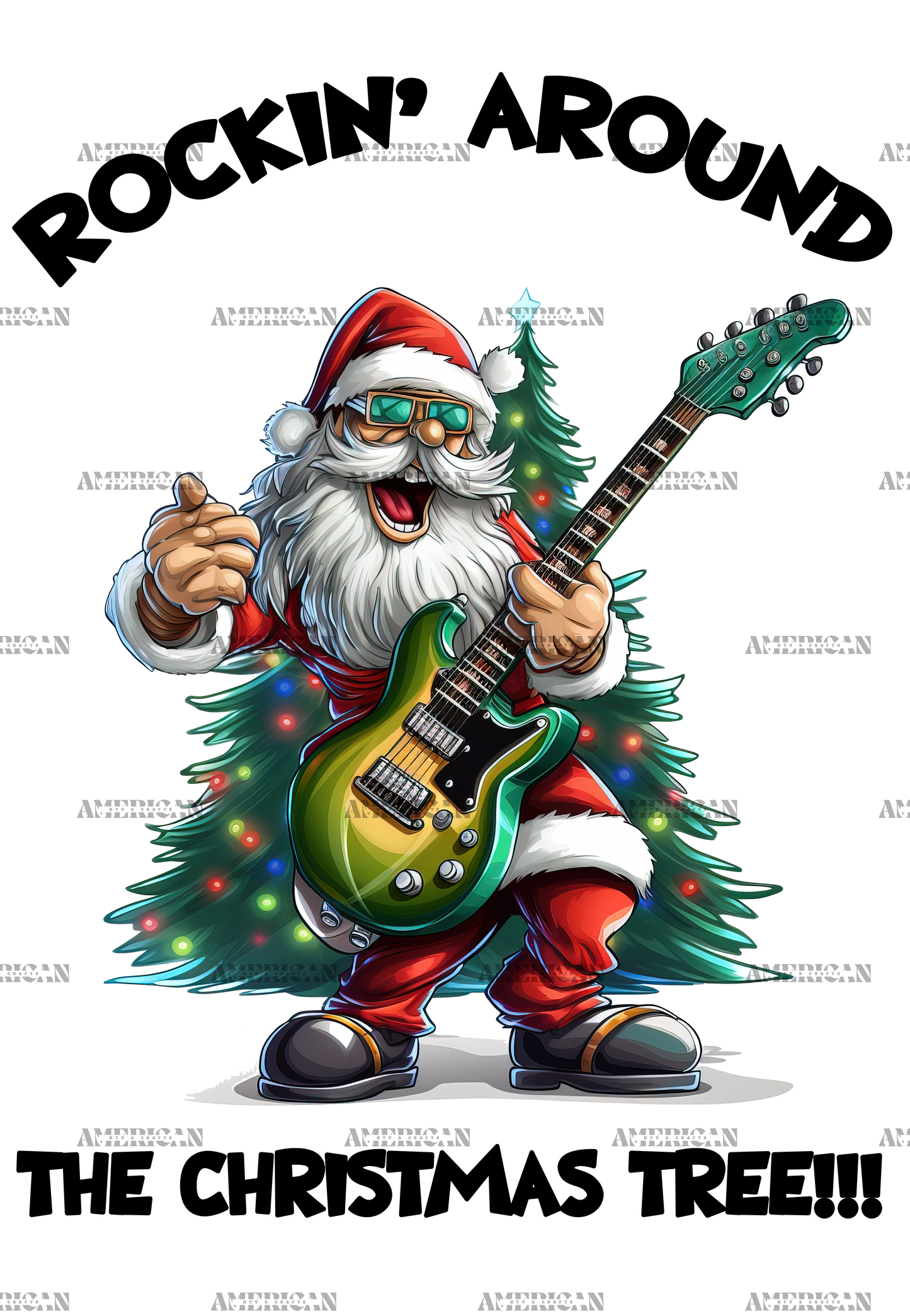 Rocking Around The Christmas Tree Santa DTF Transfer