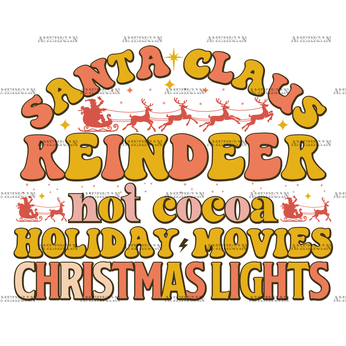 Santa Claus Hot Cocoa Christmas Lights-5 DTF Transfer
