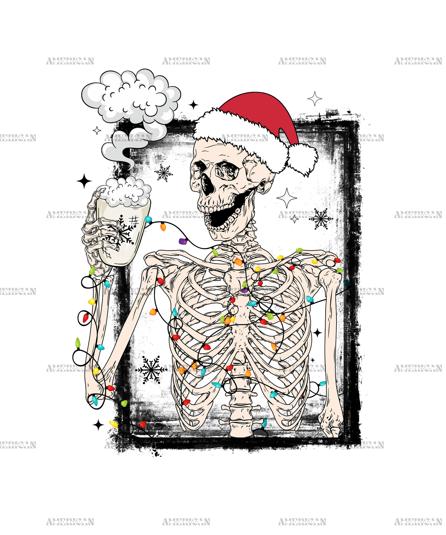 Skeleton Christmas Frame-2 DTF Transfer