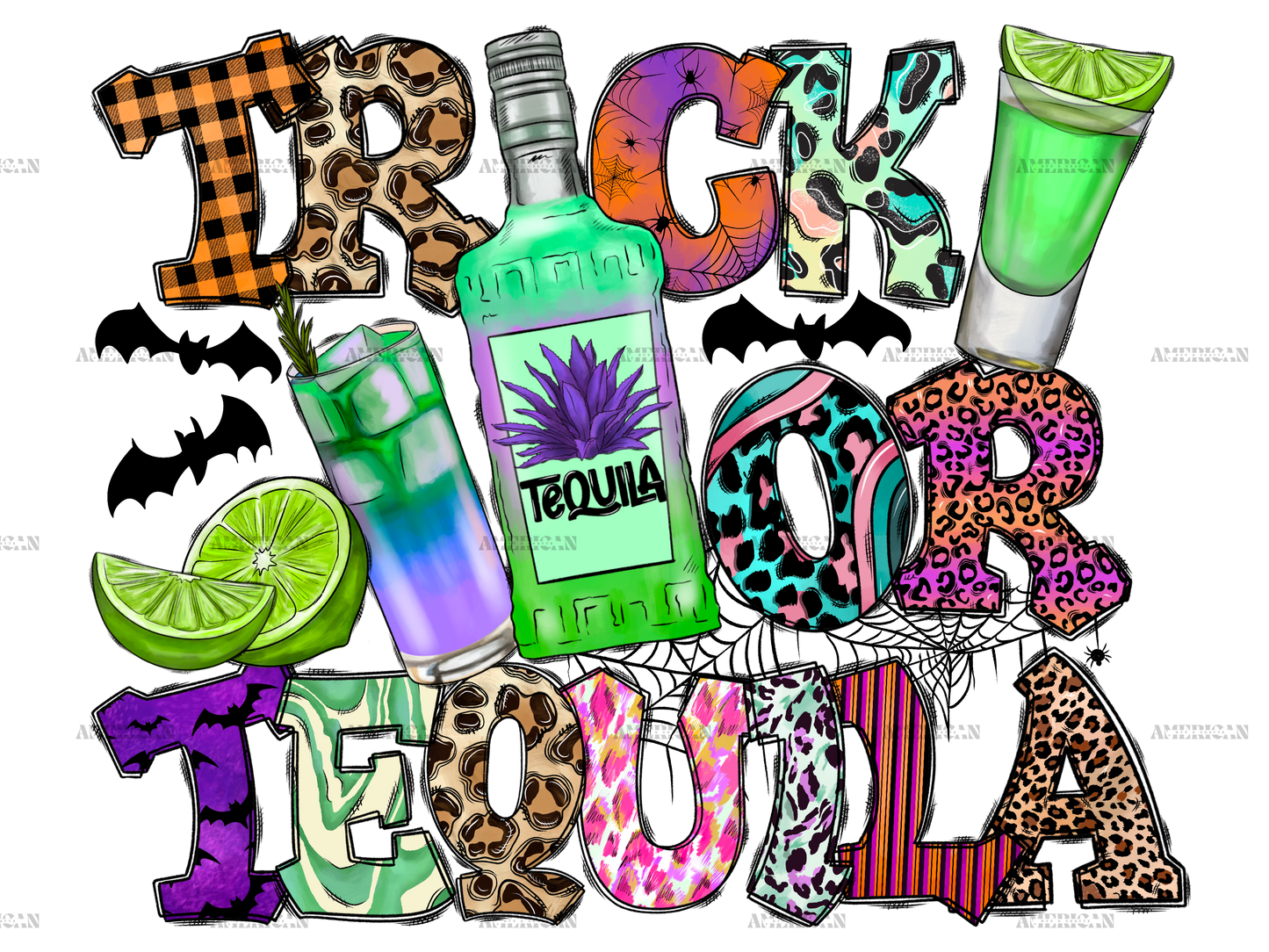 Trick Or Tequila halloween DTF Transfer