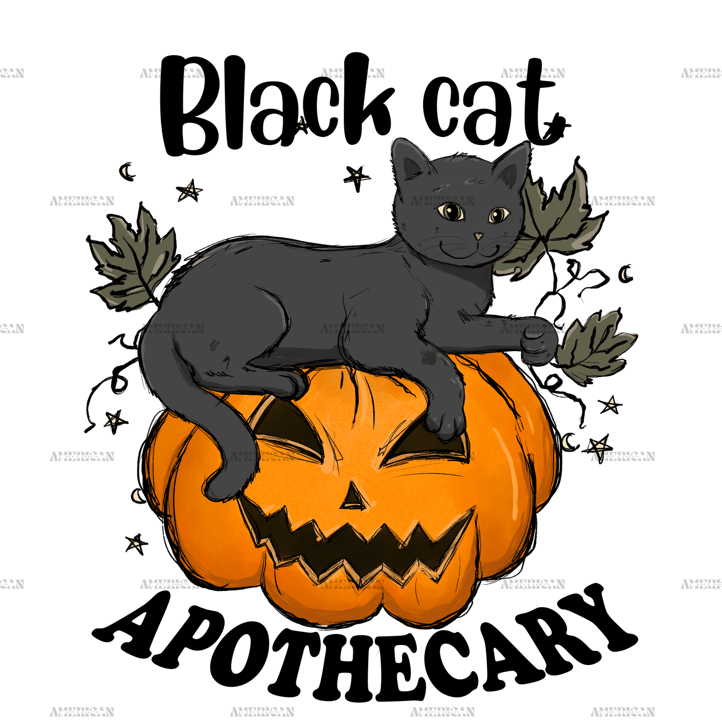 black cat apothecary DTF Transfer