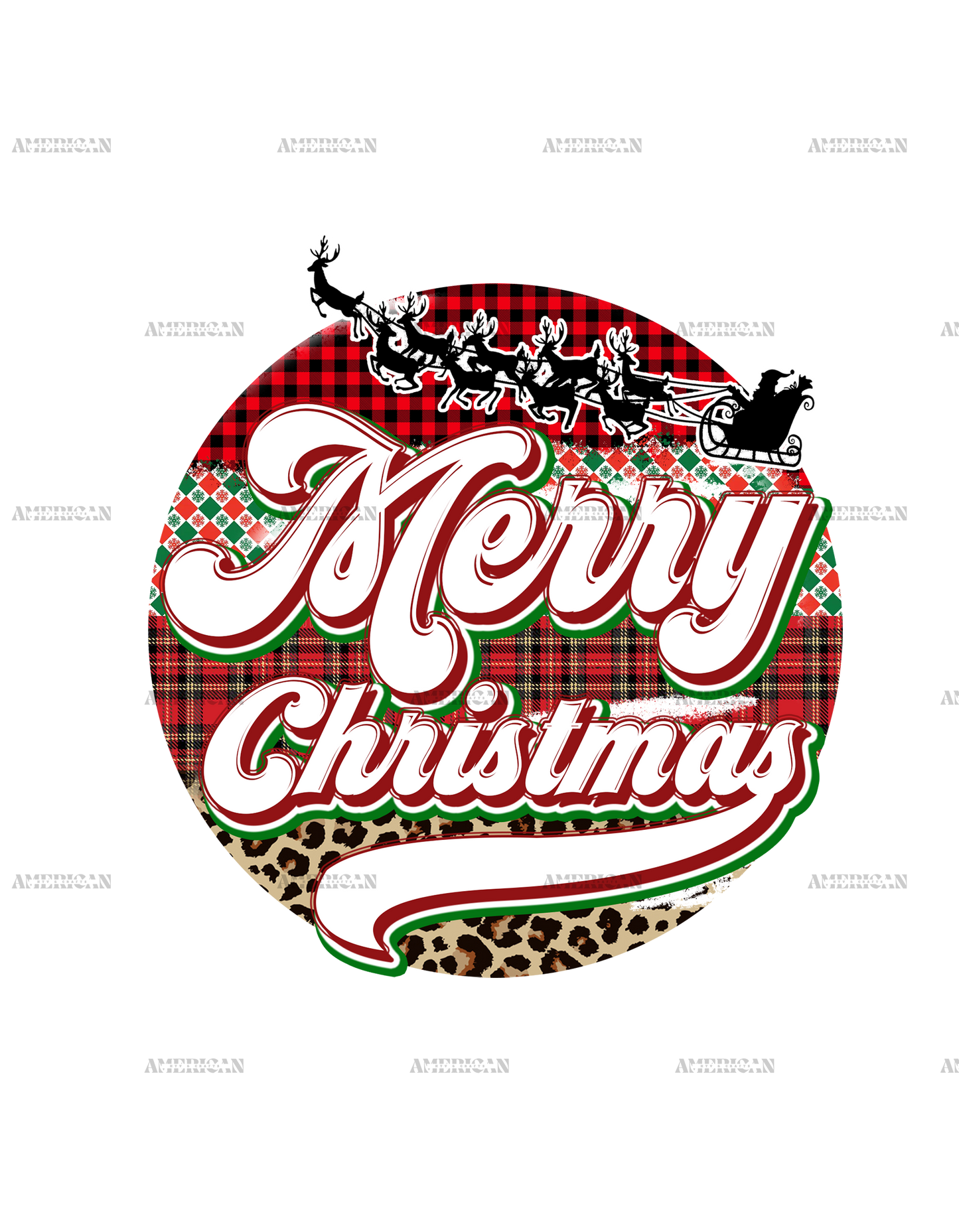 Merry Christmas Circle DTF Transfer