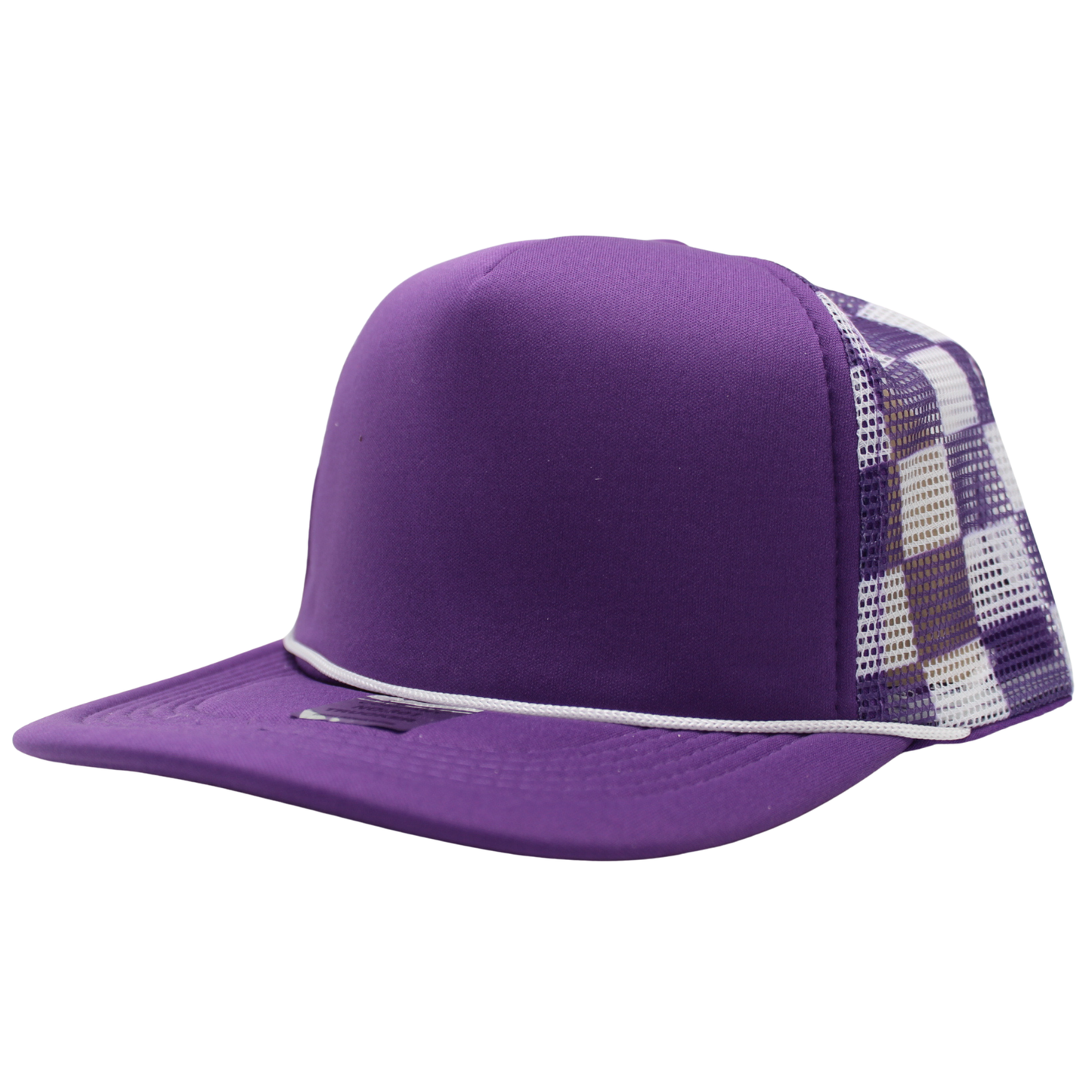 Checkered Trucker Cap Polyester Foam Front 5 Panel
