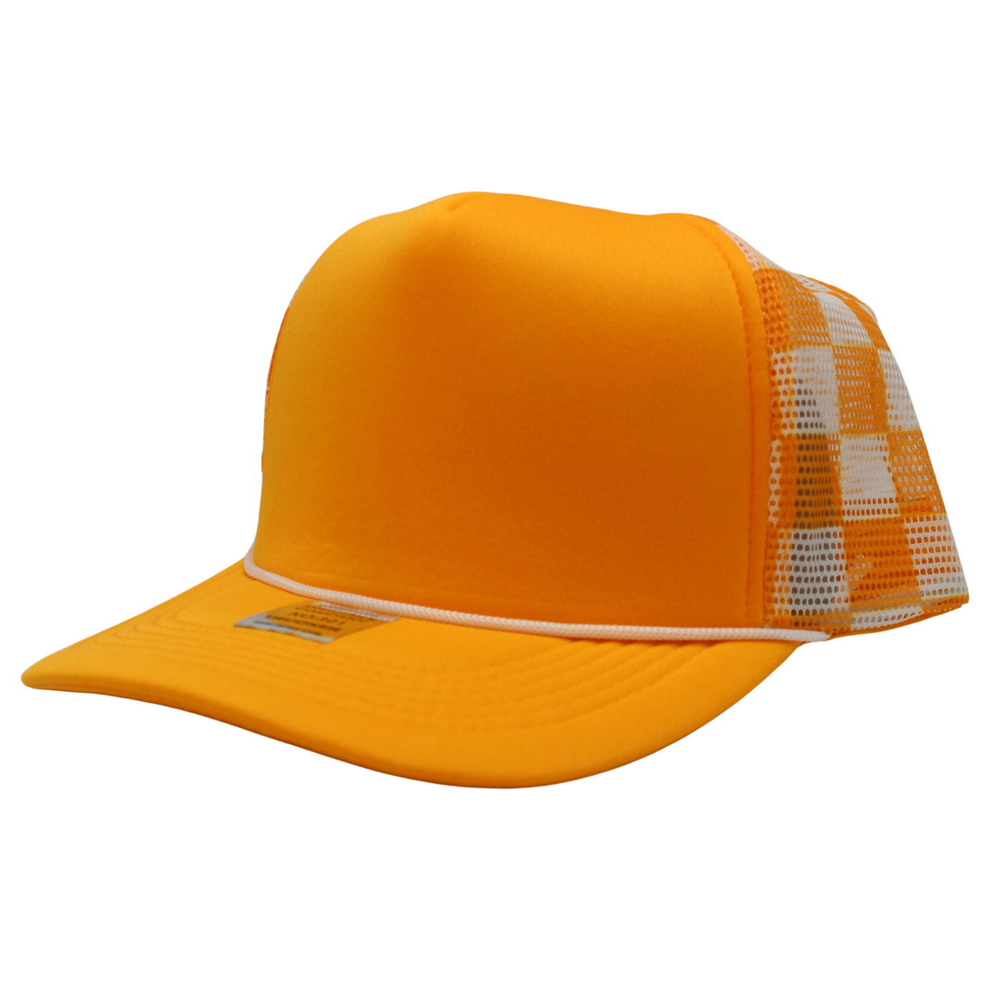 Checkered Trucker Cap Polyester Foam Front 5 Panel