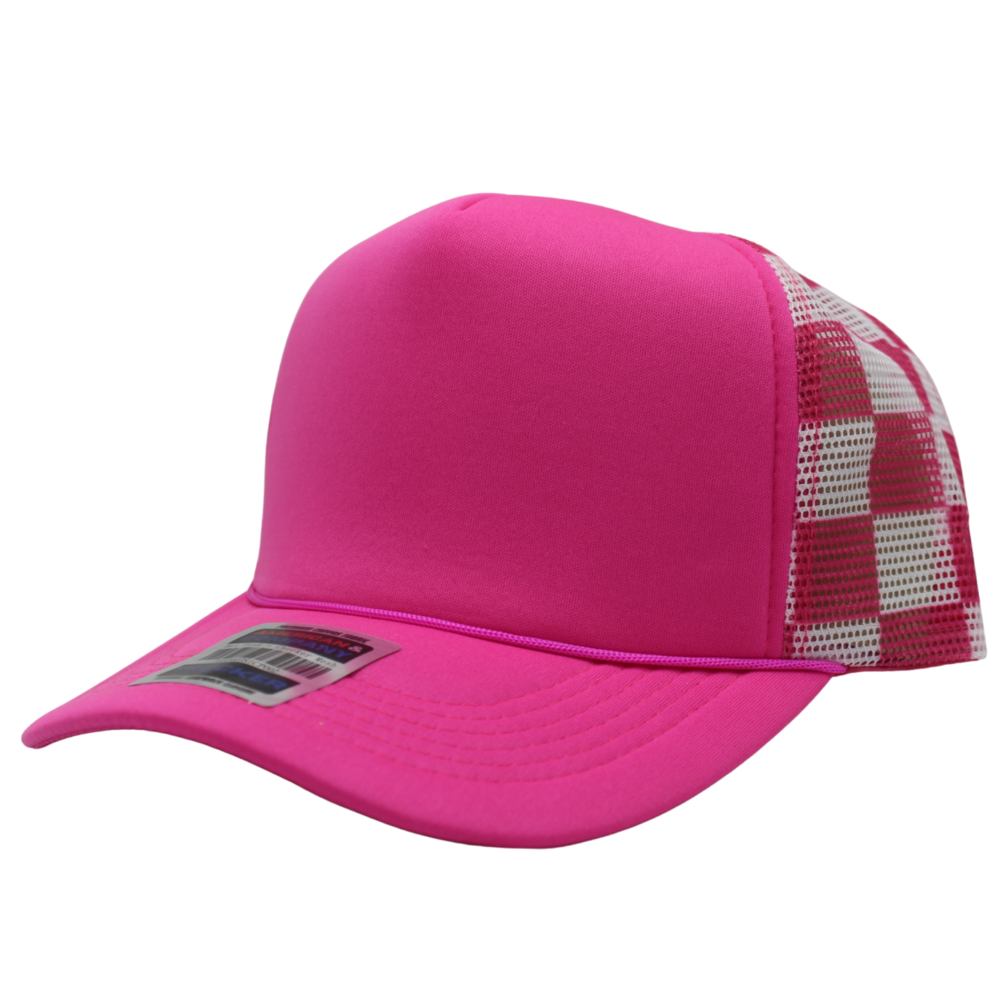 Checkered Trucker Cap Polyester Foam Front 5 Panel