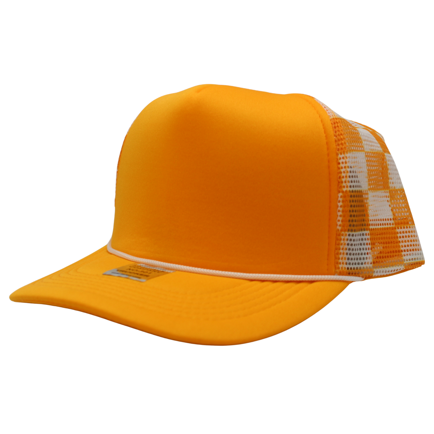 Checkered Trucker Cap Polyester Foam Front 5 Panel