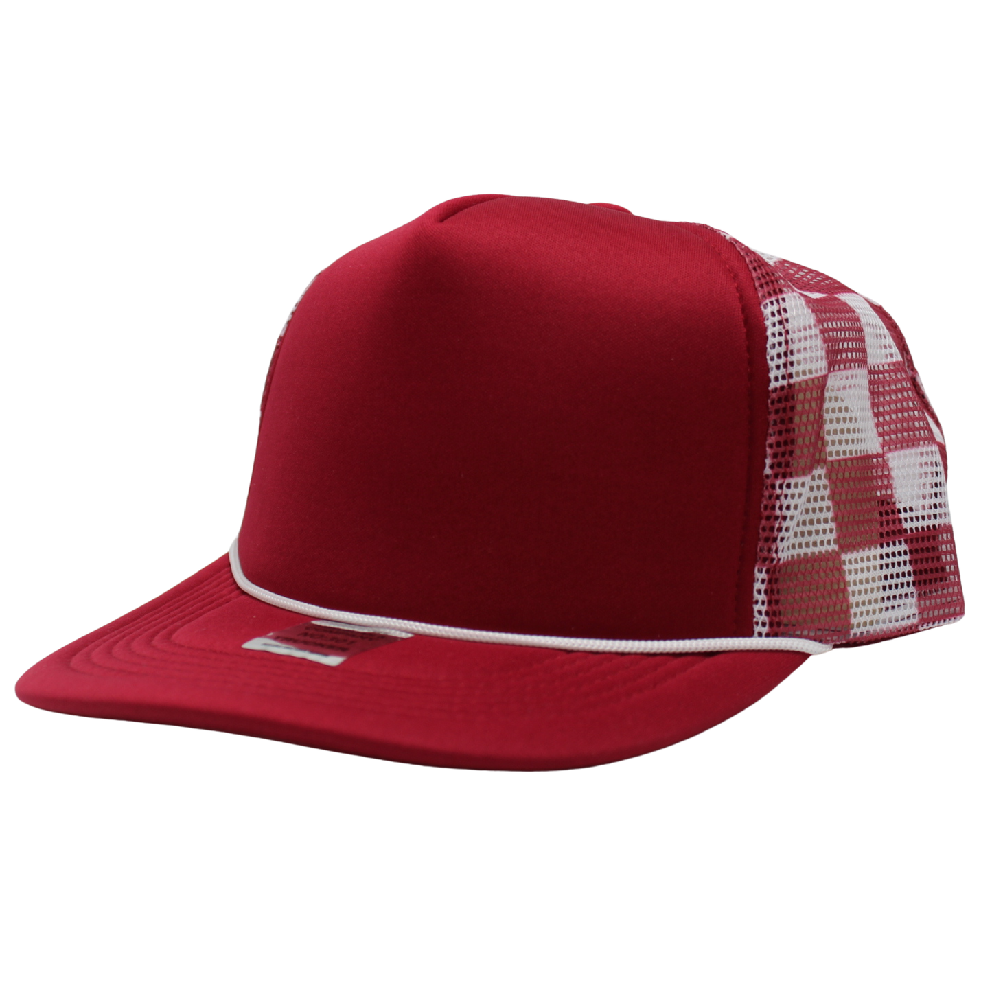 Checkered Trucker Cap Polyester Foam Front 5 Panel