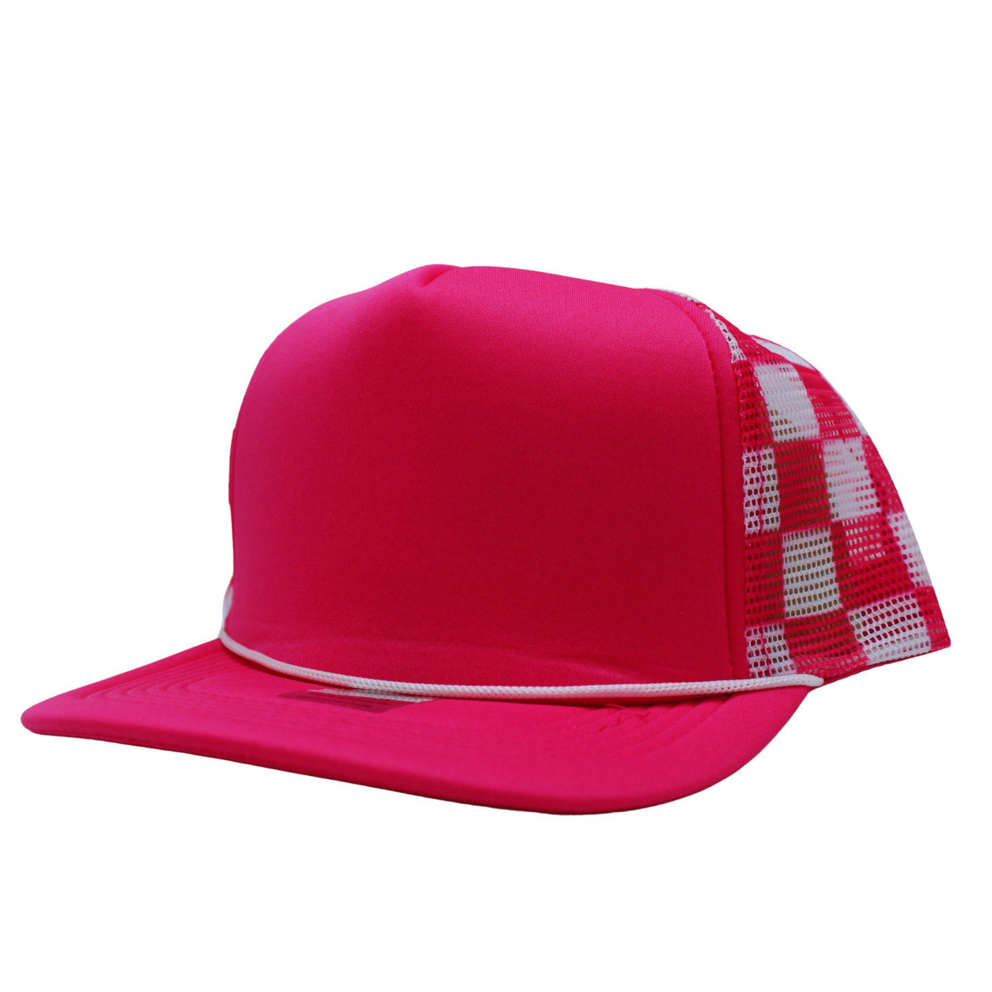 Checkered Trucker Cap Polyester Foam Front 5 Panel