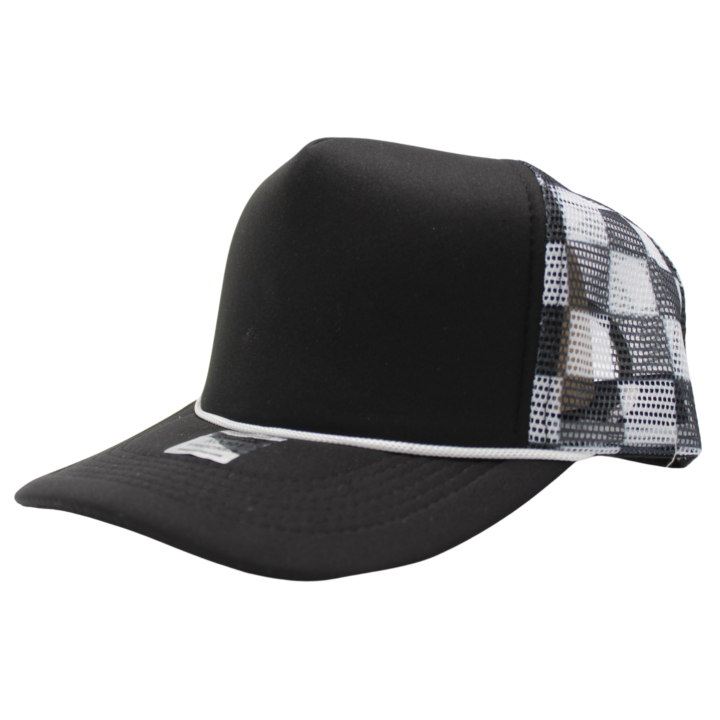 Checkered Trucker Cap Polyester Foam Front 5 Panel