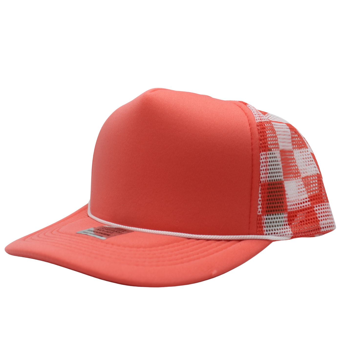 Checkered Trucker Cap Polyester Foam Front 5 Panel