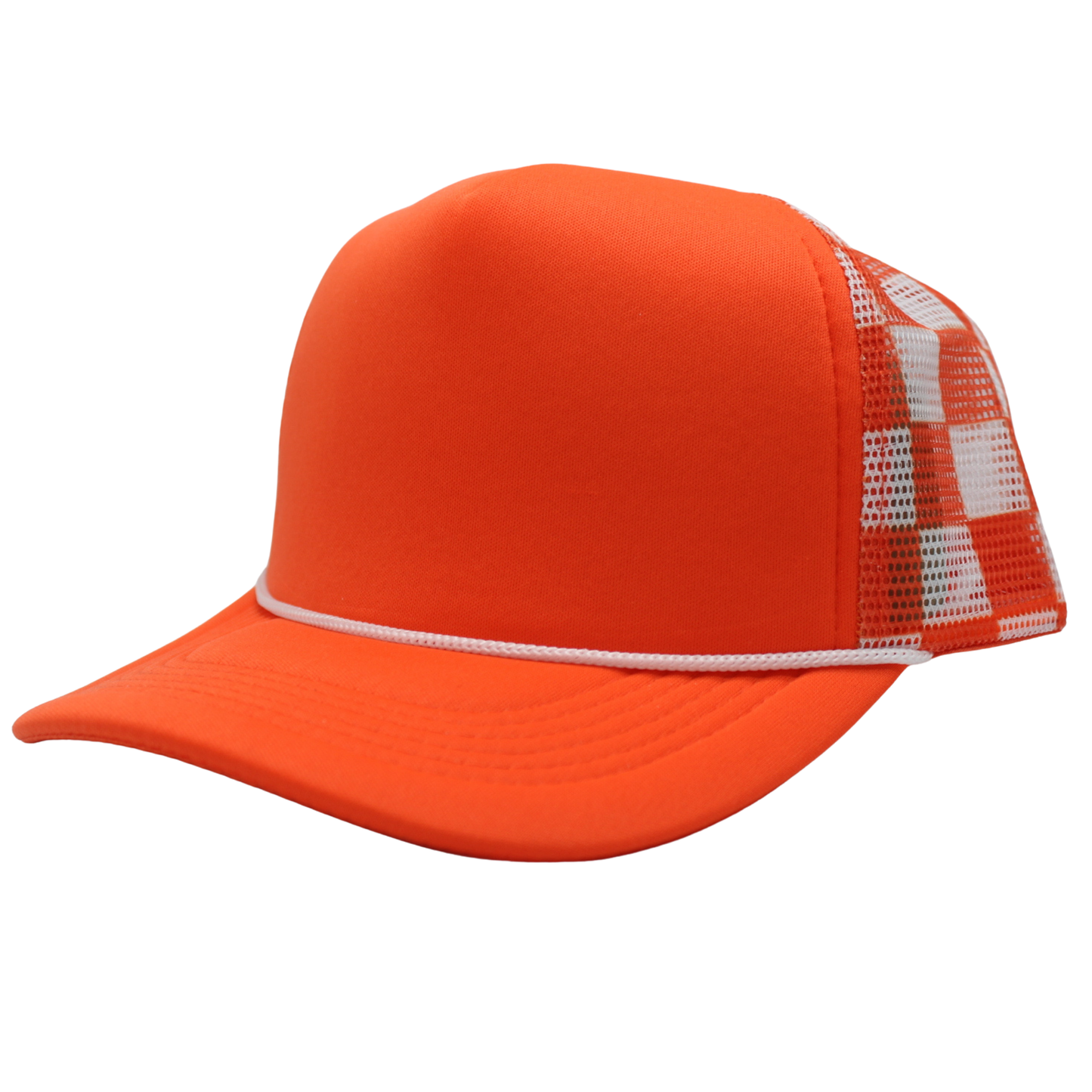 Checkered Trucker Cap Polyester Foam Front 5 Panel