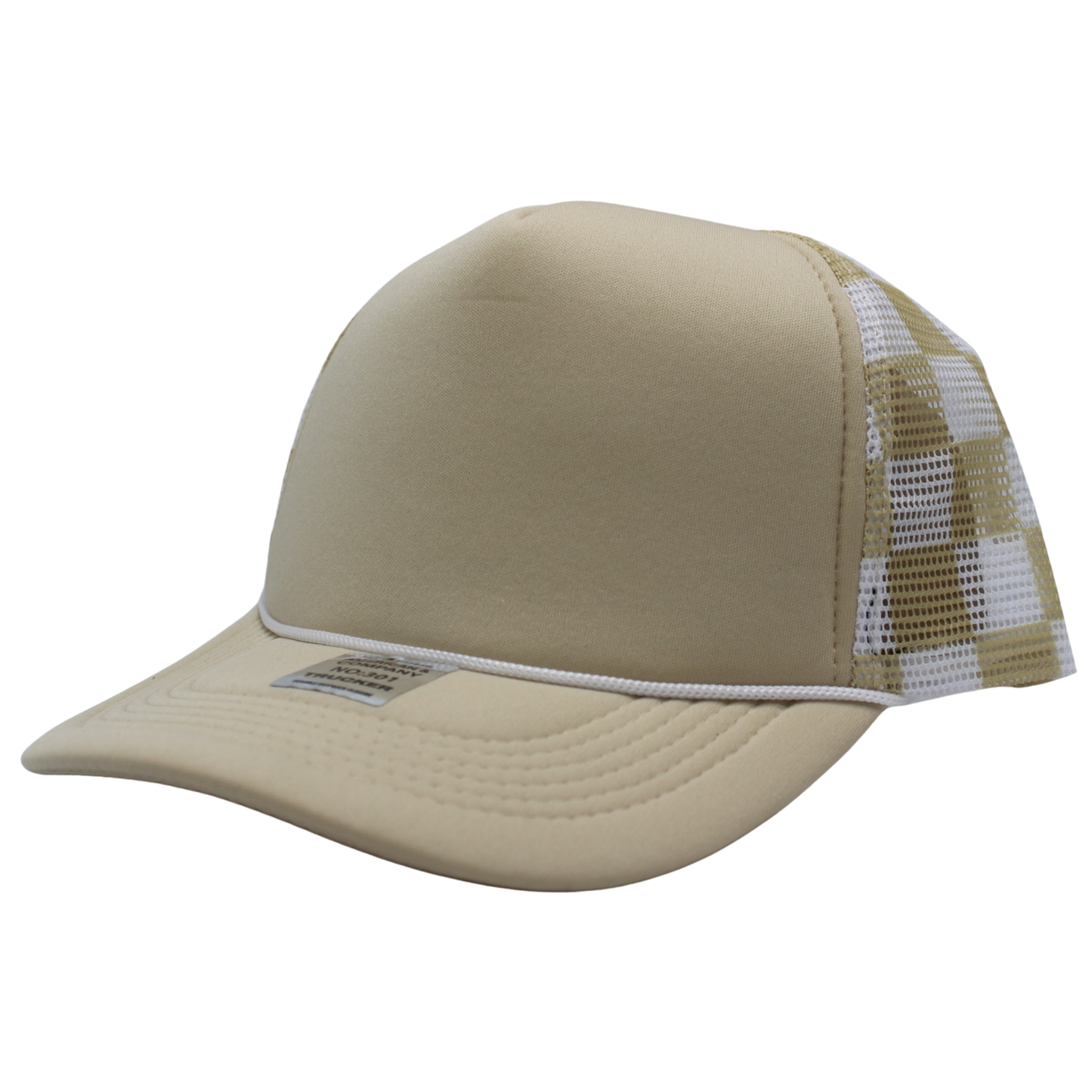 Checkered Trucker Cap Polyester Foam Front 5 Panel