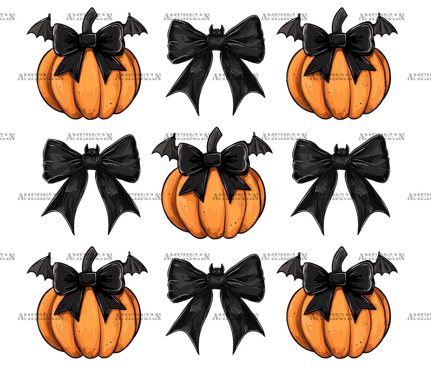Autumn Pumpkins Bows-8 DTF Transfer