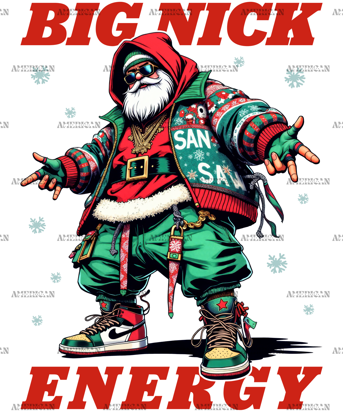 Big Nick Energy Santa DTF Transfer
