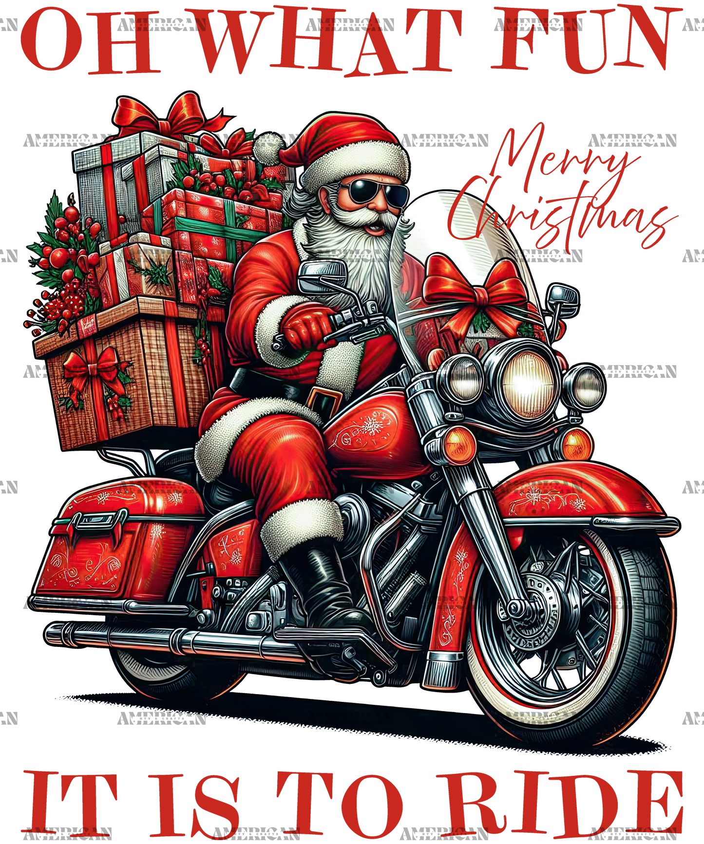 Biker Santa DTF Transfer