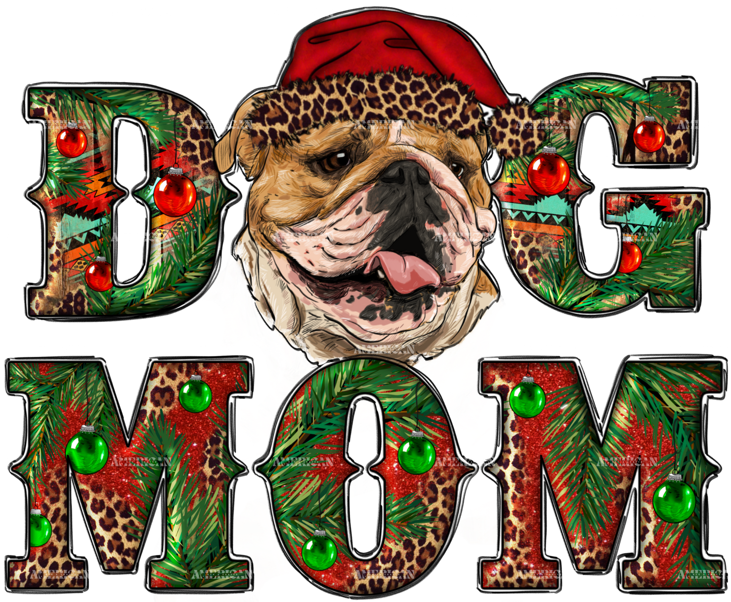 Bulldog Mom Christmas DTF Transfer