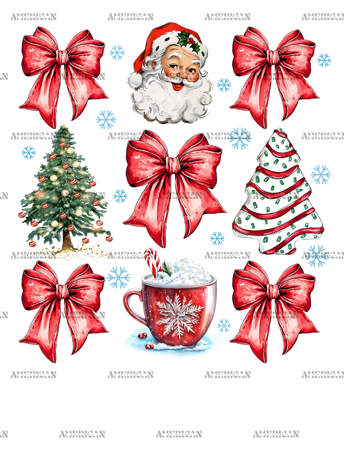 Christmas Bows-3 DTF Transfer