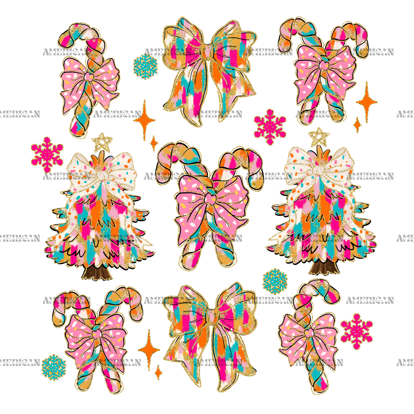 Christmas Bows-4 DTF Transfer