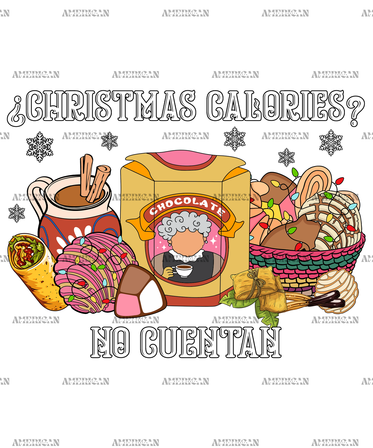 Christmas Calories No Cuentan-3 DTF Transfer