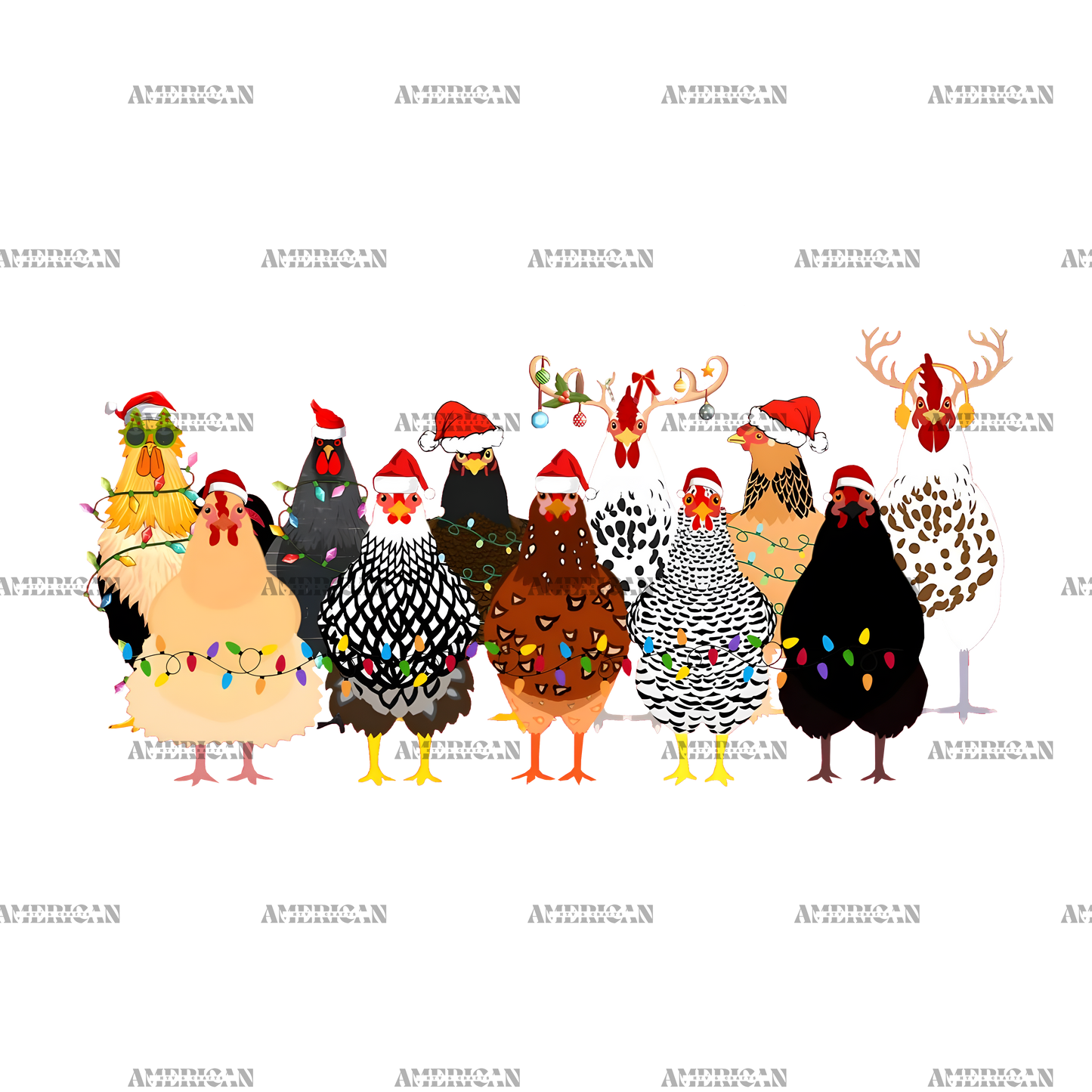 Christmas Chickens DTF Transfer
