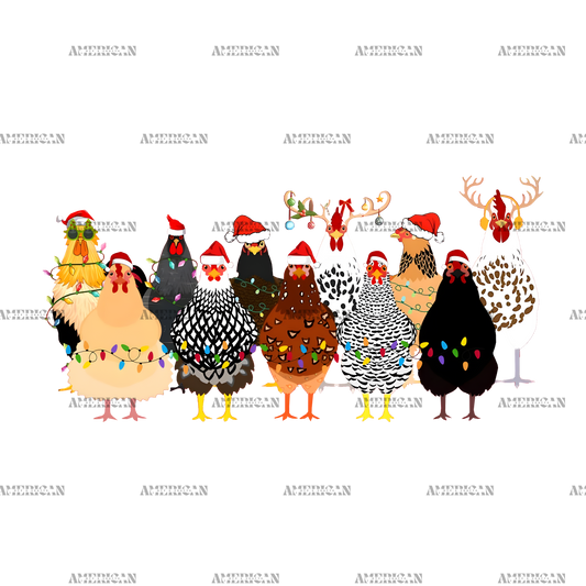 Christmas Chickens DTF Transfer