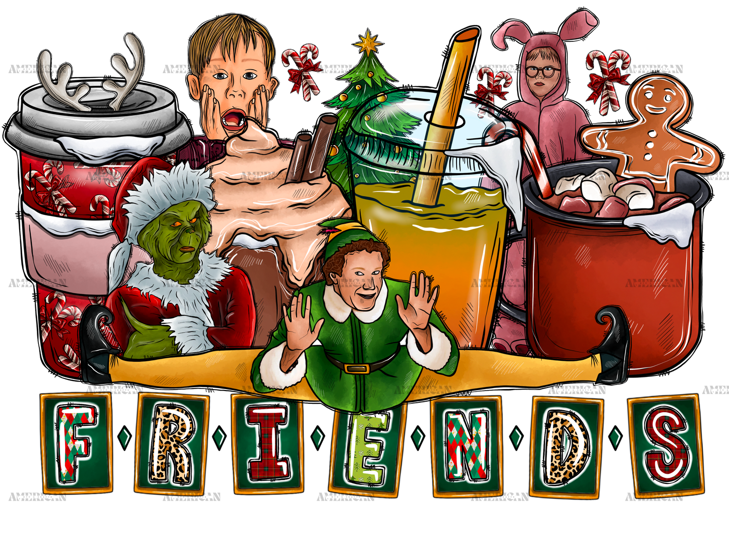 Christmas Friends DTF Transfer