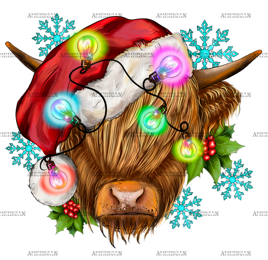 Christmas Highland Cow-2 DTF Transfer