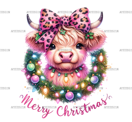 Christmas Highland Cow-3 DTF Transfer